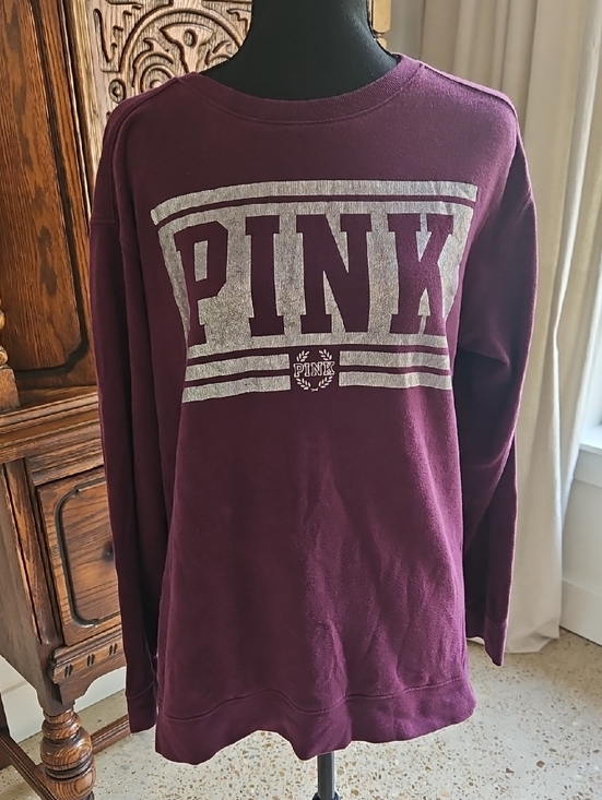 PINK Victoria's Secret Tops - PINK Victoria's Secret Plum Logo Crewneck Sweat Shirt. SizeXS